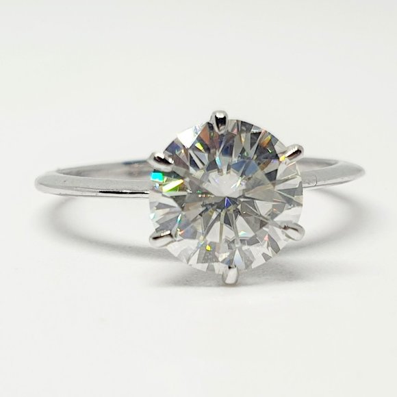 1.50Ct -7.5MM Round Moissanite  Ring In 14k Gold - Picture 1 of 7
